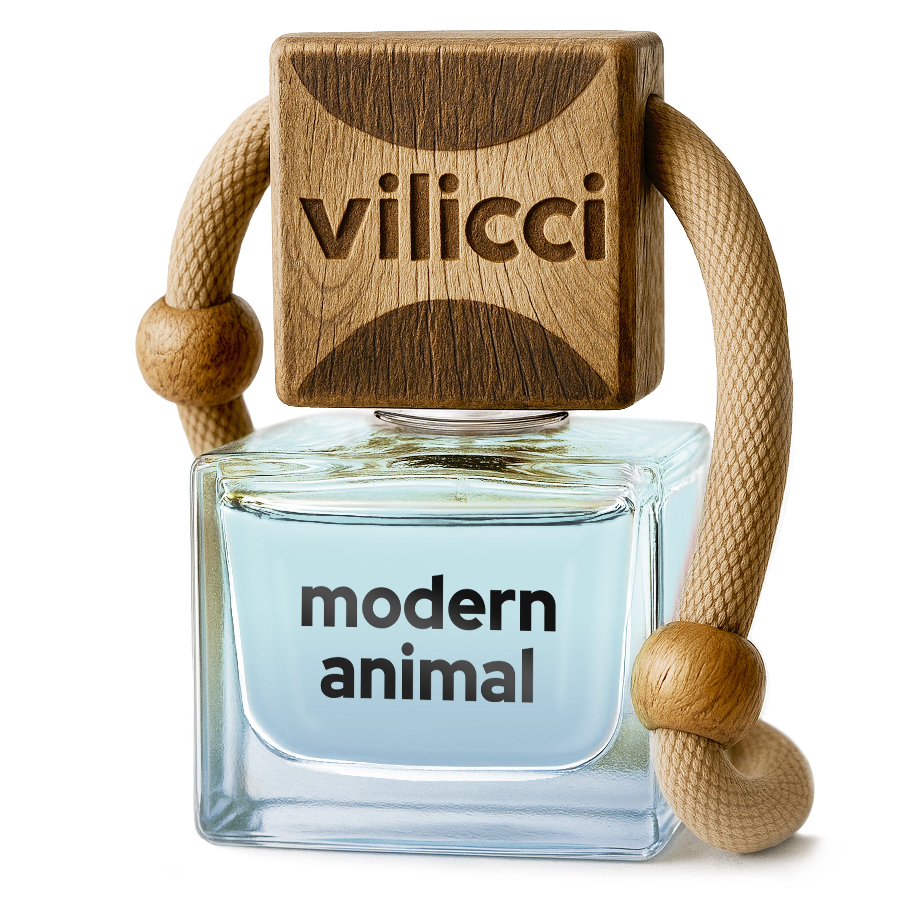 Vilicci Modern Animal car diffuser featuring bold label and natural wooden cap