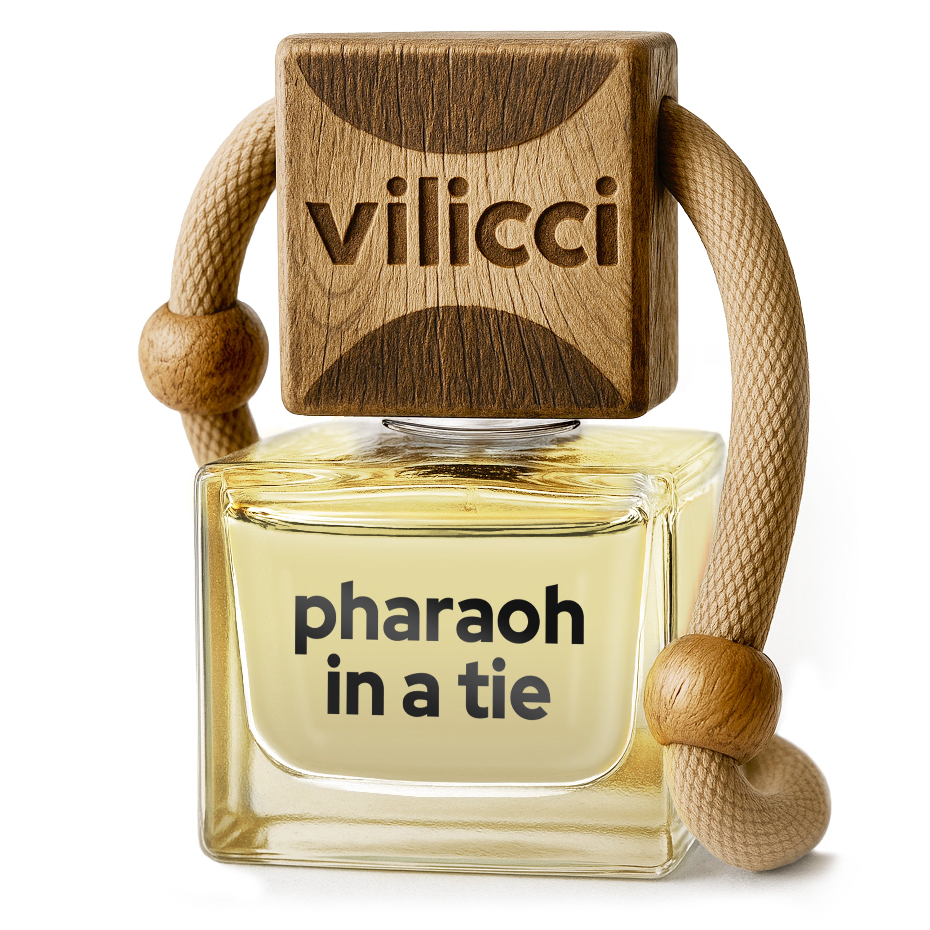 Vilicci Pharaoh in a Tie car diffuser with wooden cap and hanging cord